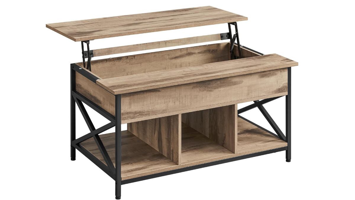 Mesa de centro con tablero elevable.