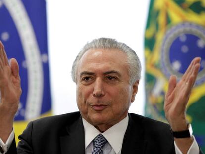 Michel Temer, en la sede de Gobierno en Brasilia este martes.