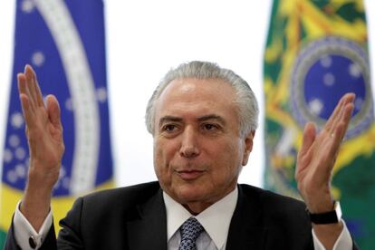 Michel Temer, en la sede de Gobierno en Brasilia este martes.