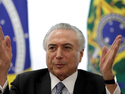 Michel Temer, en la sede de Gobierno en Brasilia este martes.