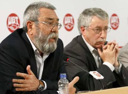Cándido Méndez e Ignacio Fernández Toxo, en la presentación de las propuestas.