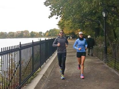 Paco Roncero y Nerea Ruano entrenando el mi&eacute;rcoles en Central Park.