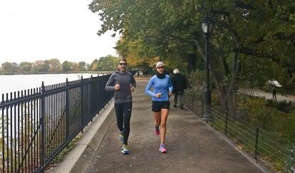 Paco Roncero y Nerea Ruano entrenando el mi&eacute;rcoles en Central Park.