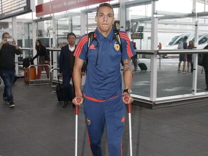 Rodrigo, a su llegada este lunes a Valencia.