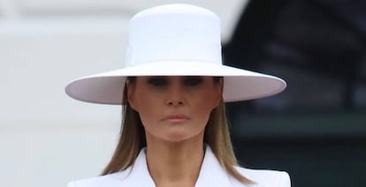 Melania Trump durante la visita de Emmanuel Macron.  