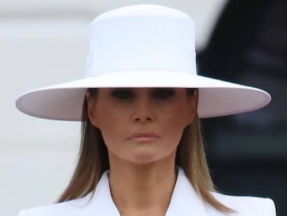 Melania Trump durante la visita de Emmanuel Macron.  