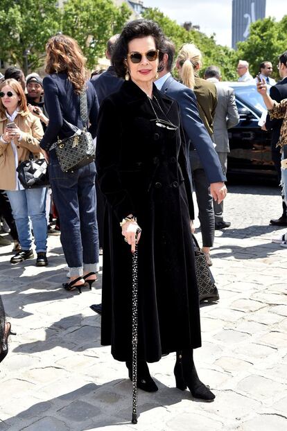 Bianca Jagger, modelo, actriz, activista y exmujer del cantante de The Rolling Stones, a su llegada a la presentación de la colección de alta costura de Dior.