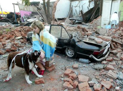 Viviendas destruidas por el terremoto, en la ciudad de Talca, en el centro de Chile.