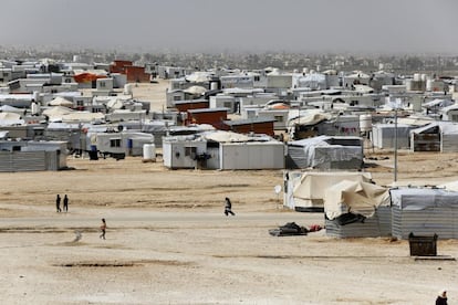 Refugiados Sirios en el campo de Zaatari el 11 de marzo.