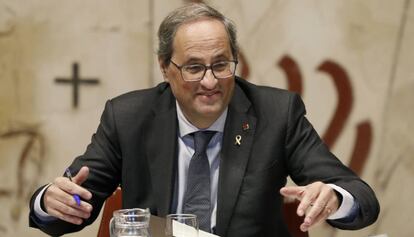 El presidente de la Generalitat, Quim Torra, durante la primera reunión del gobierno catalán después del 10-N.