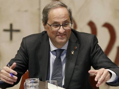 El president de la Generalitat, Quim Torra, durant la primera reunió del Govern després del 10-N.