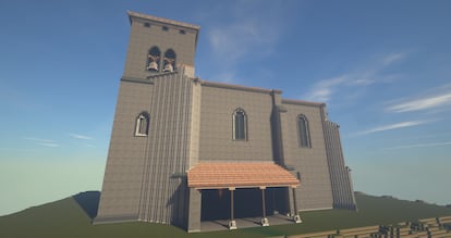 Iglesia de Fuenteodra en Burgos, creada en Minecraft por Gabriel García.