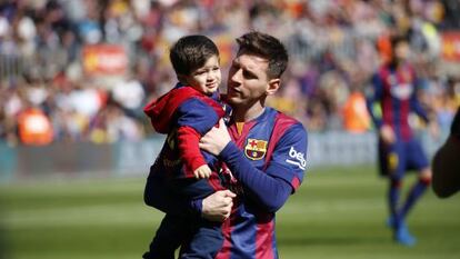 Messi amb el seu fill Thiago.