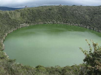 La laguna de Guatavita donde se creía que estaba el tesoro.