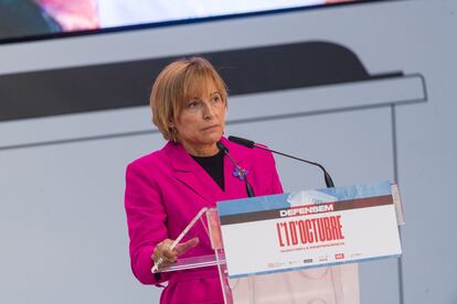 Carme Forcadell, el sábado en el acto independentista celebrado en Barcelona por el quinto aniversario del 1-O.