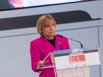 Carme Forcadell, el sábado en el acto independentista celebrado en Barcelona por el quinto aniversario del 1-O.