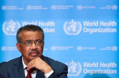 El director general de la OMS, Tedros Adhanom Ghebreyesus, en una conferencia de prensa en Ginebra en febrero.