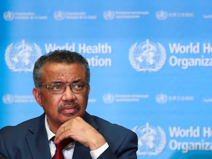 El director general de la OMS, Tedros Adhanom Ghebreyesus, en una conferencia de prensa en Ginebra en febrero.