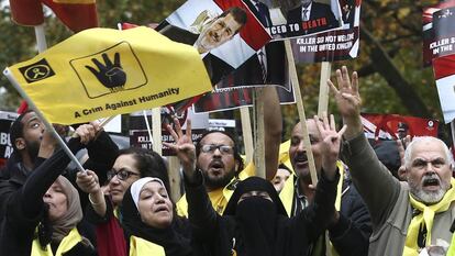 Protestas en Londres en 2015 ante la visita del presidente egipcio Al Sisi.