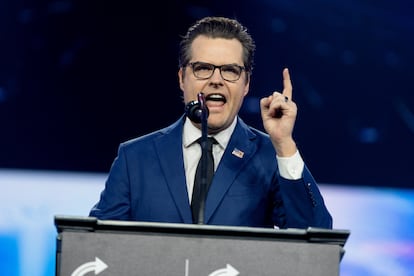 Matt Gaetz on Sunday at a conference of the ultra-conservative organization Turning Point, in Phoenix (Arizona).