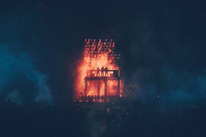 Imagen publicada por Swedish House Mafia tras su reunión en el Ultra Music Festival de 2018, en Miami (EEUU)