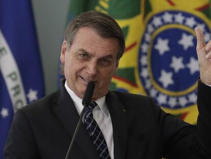 Jair Bolsonaro durante una rueda de prensa