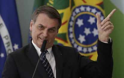 Jair Bolsonaro durante una rueda de prensa