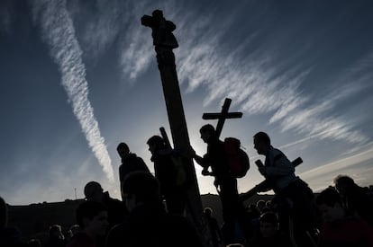 Peregrinação ao Santuário da Virgem de Ujué em Navarra (Espanha), no dia 27 de abril de 2014.