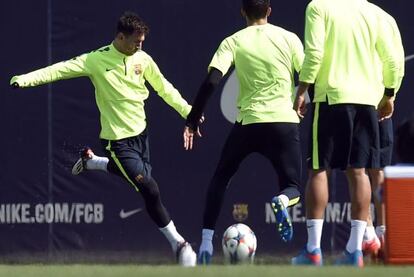 Messi, en el entrenamiento previo al Barça-City.