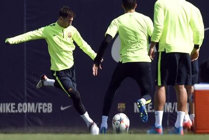 Messi a l'entrenament previ al Barça-City.