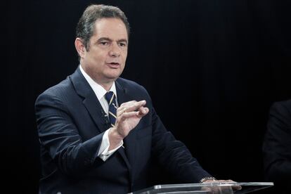 German Vargas Lleras, durante un debate presidencial, en Bogotá, el 8 de mayo de 2018.