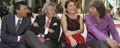 El Güito, Pansequito, Carmen Linares y José Mercé, durante la presentación del evento.