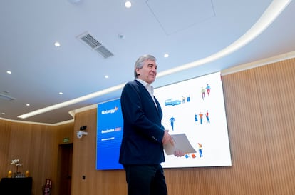 El presidente de Naturgy, Francisco Reynés, este miércoles antes de la rueda de prensa de presentación de resultados.