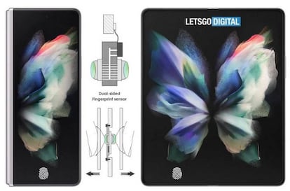 Concepto del lector de huellas bajo la pantalla del Galaxy Z Fold 4