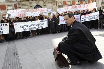 Protesta de abogados del turno de oficio en la Puerta del Sol de Madrid.