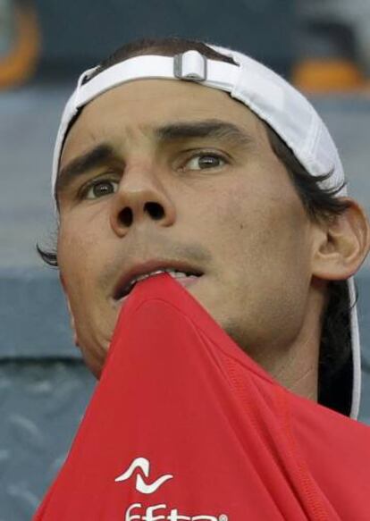 Nadal, durante la eliminatoria de la Davis en India.