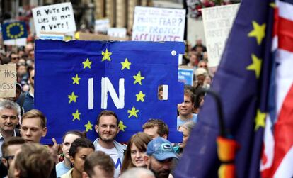 Manifestación por la permanencia de Reino Unido en la UE en Londres en 2016.