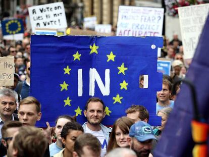 Manifestación por la permanencia de Reino Unido en la UE en Londres en 2016.