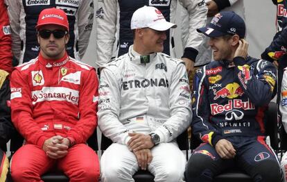 Alonso, Schumacher y Vettel, en Brasil.