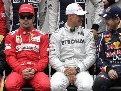 Alonso, Schumacher y Vettel, en Brasil.