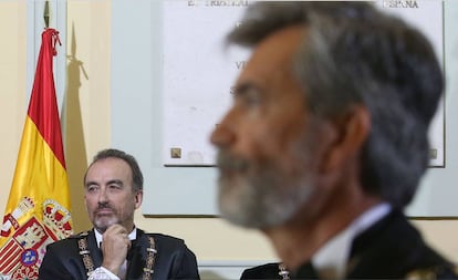 El juez Manuel Marchena, al fondo, durante la apertura del año judicial.