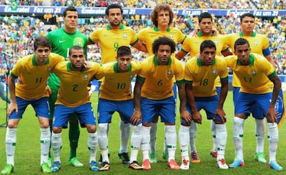 La selección brasileña en la final de la Copa de Confederaciones.