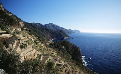 El paraje natural de Serra de Tramuntana, en Mallorca, fue declarado Patrimonio de la Humanidad por la Unesco en 2011. Estas son las vistas que ofrece el pueblo de Banyalbufar, en las estribaciones de la montaña.