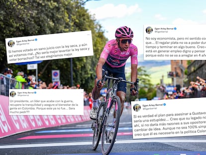 Egan Bernal durante un etapa en Perugia del Giro de Itlaia que ganó en 2021.