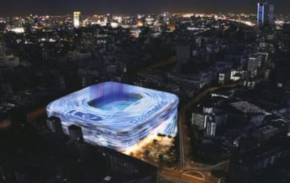 Recreación elaborada por el Real Madrid de la imagen del futuro estadio del paseo de la Castellana.