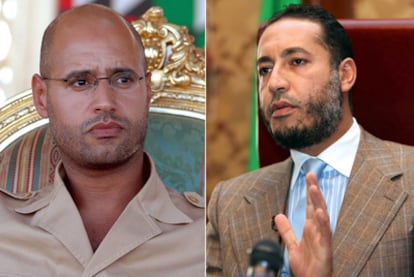 Saif al Islam, a la izquierda, y Saadi, dos de los hijos de Gadafi.