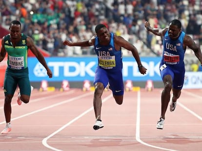 Coleman se impone a Gatlin en la final de los 100 metros.