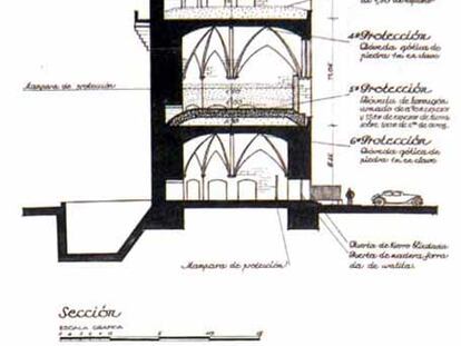 Unos de los planos de las obras en las Torres de Serranos, del libro de la exposición.
