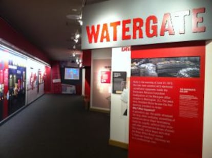 La exposición sobre el Watergate en el museo Nixon de Los Ángeles.