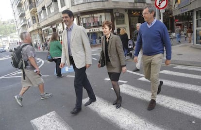 De izquierda a derecha, Goia, Löeffler y Olano, este viernes en San Sebastián.